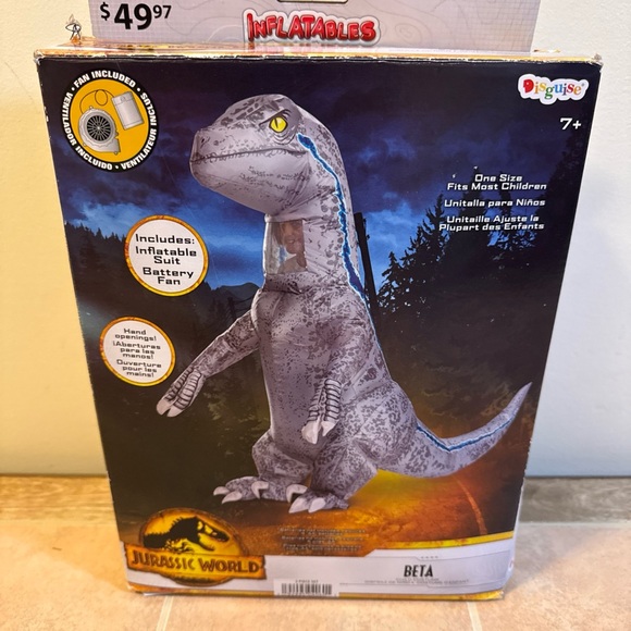 Disguise Jurassic World Inflatable Dinosaur Costume - Gray and Blue - Picture 3 of 7